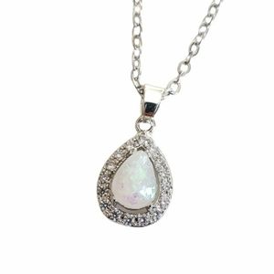 Stunning faux opal teardrop pendant necklace